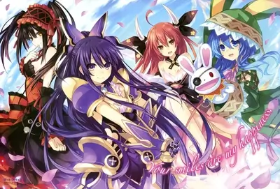 Four girls with vibrant hair and outfits, a cheerful scene