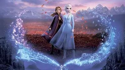 Frozen sisters in autumnal landscape