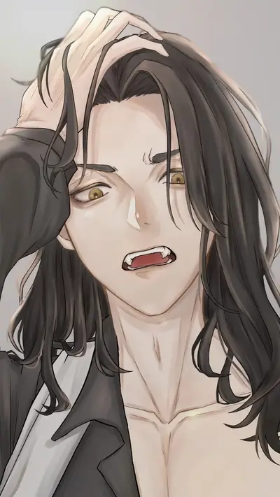 Frustrated young man with long hair