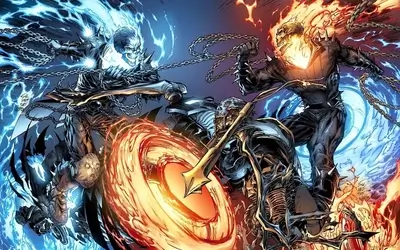 Ghost Rider and Ghost Rider fighting