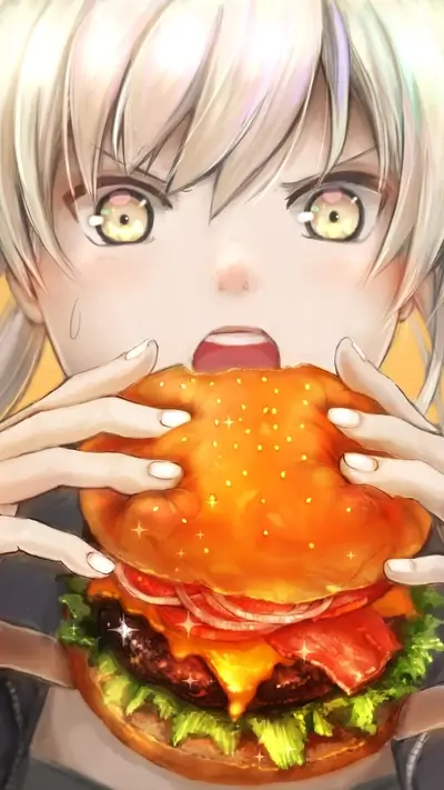 Girl about to eat a very large burger