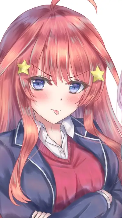 Girl anime in uniform, teasing expression