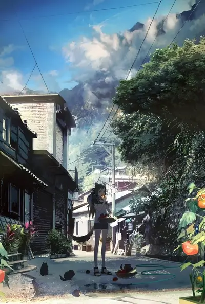 Girl carrying tomatoes in a village