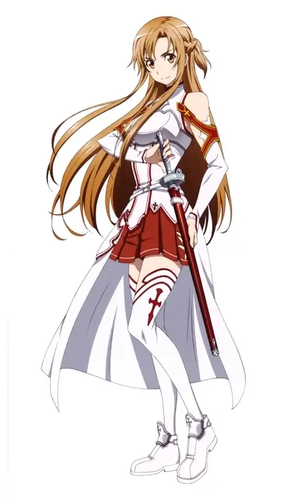Girl character from Sword Art Online posing with her rapier