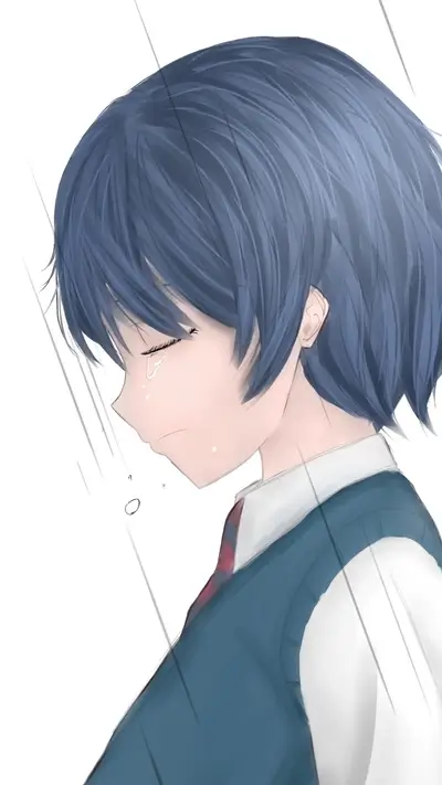 Girl crying in the rain