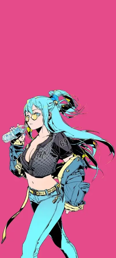 Girl drinking water: unique art style