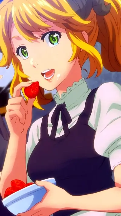 Girl eating strawberries