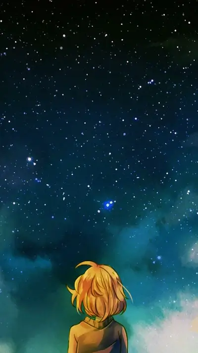 Girl gazing at a starry night sky