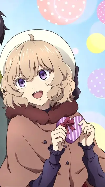 Girl holding a heart-shaped box of chocolates
