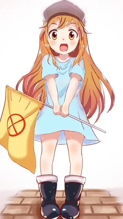 Girl holding a yellow flag