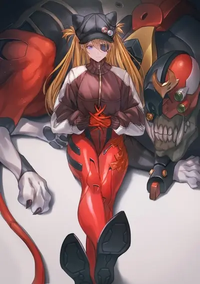 Girl in a cap with mecha