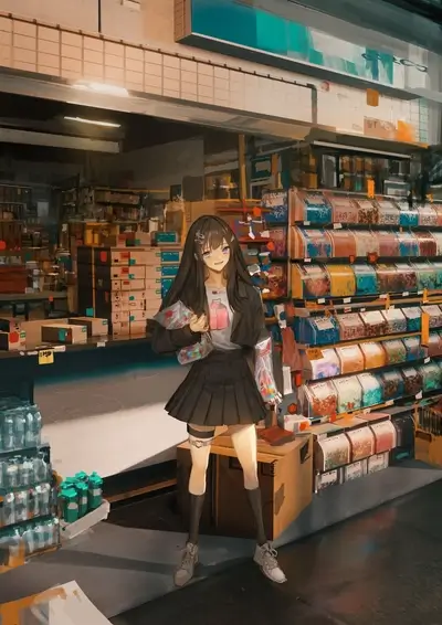 Girl in a convenience store