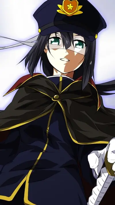 Girl in a dark uniform with a sword