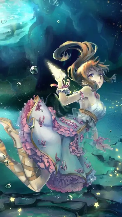 Girl in a dress underwater