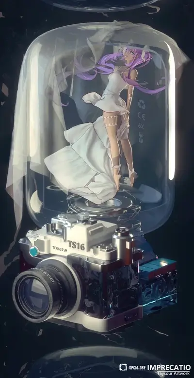 Girl in a jar on a camera
