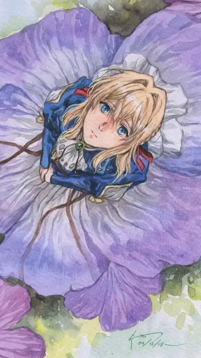 Girl in a purple flower