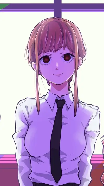 Girl in a purple shirt and black tie