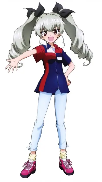 Girl in a red and blue uniform