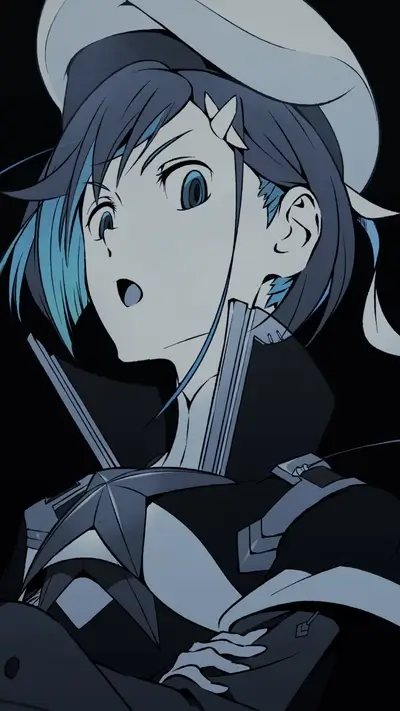 Girl in a sailor hat and futuristic uniform