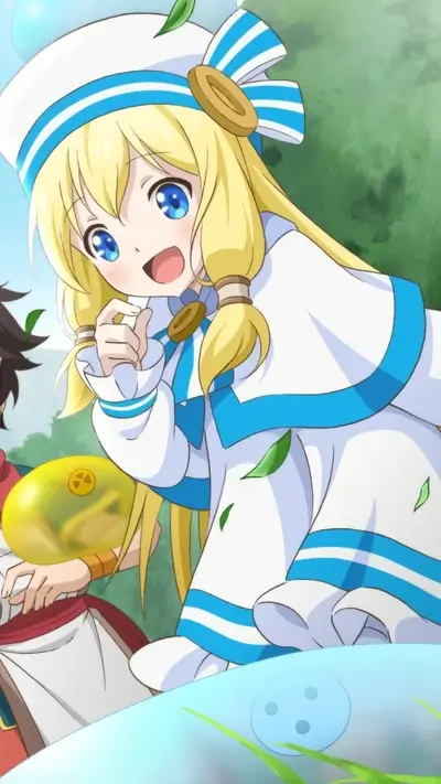 Girl in a white and blue sailor dress