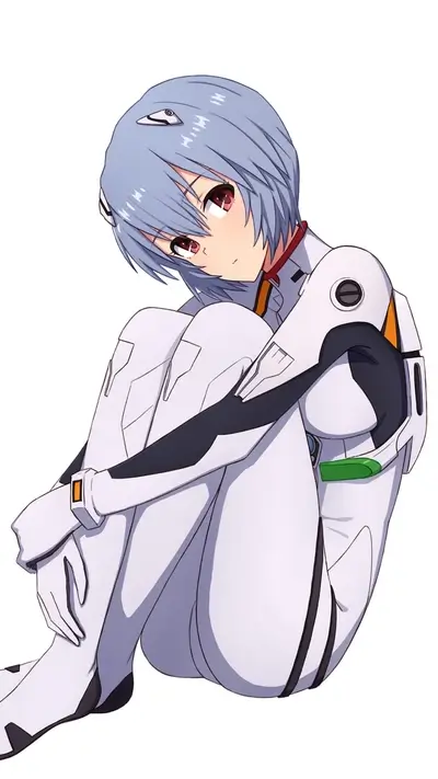 Girl in a white suit sitting, hugging her knees