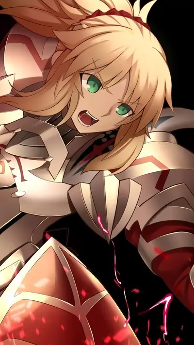Girl in armor, close-up, intense expression