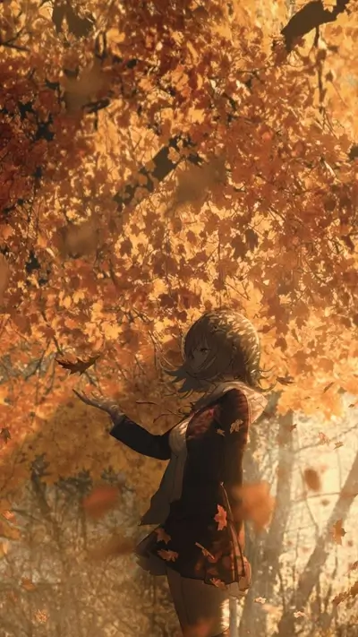 Girl in autumn leaves