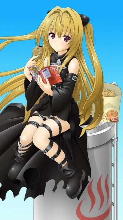 Girl in black dress reading a manga
