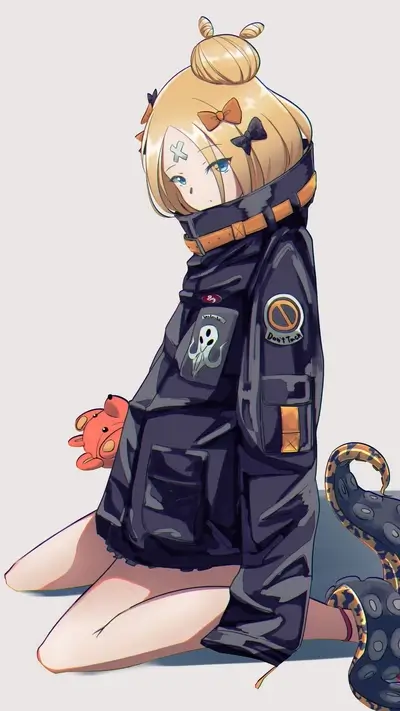 Girl in dark jacket with octopus