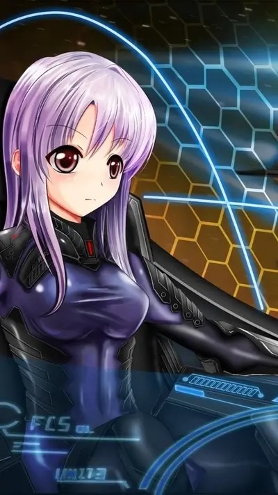 Girl in futuristic cockpit