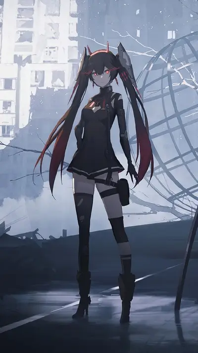 Girl in futuristic ruins