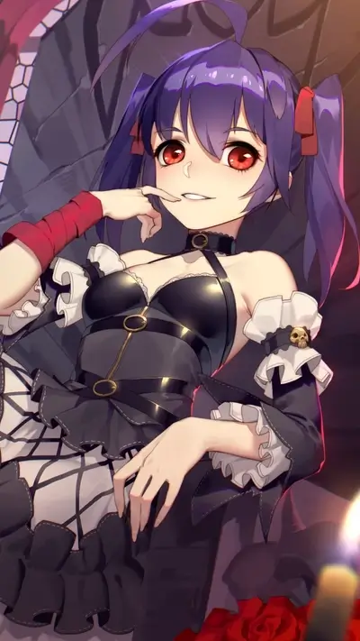 Girl in gothic lolita dress sitting on a tomb