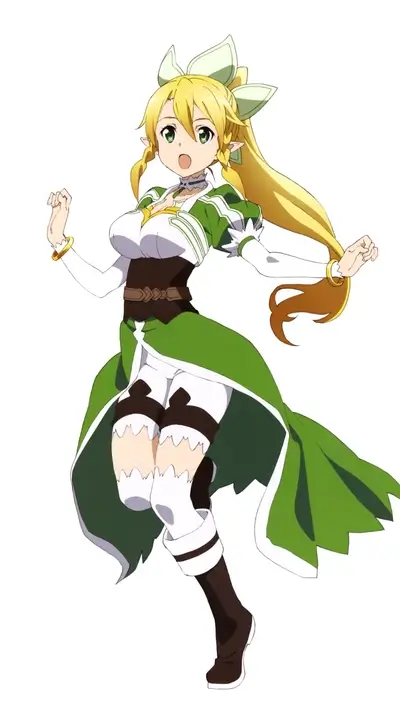 Girl in green dress, blonde hair, and elf ears