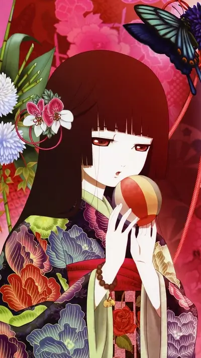 Girl in kimono holding a ball