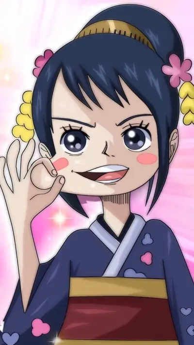 Girl in kimono making OK sign