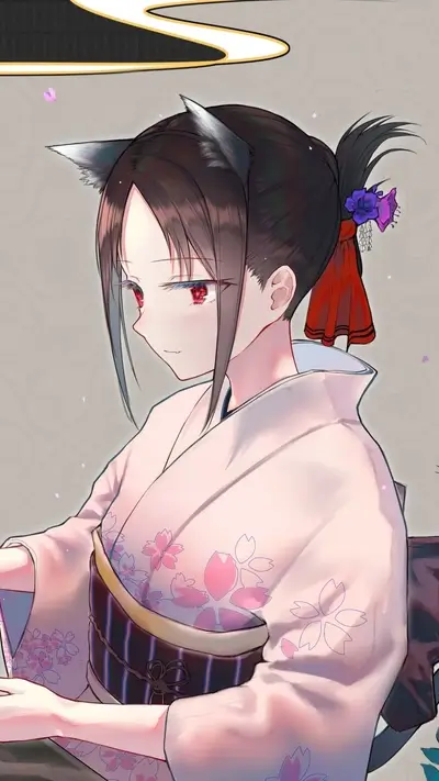 Girl in kimono with cat ears