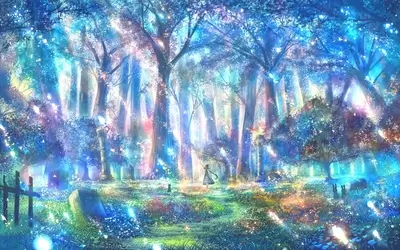Girl in magical forest