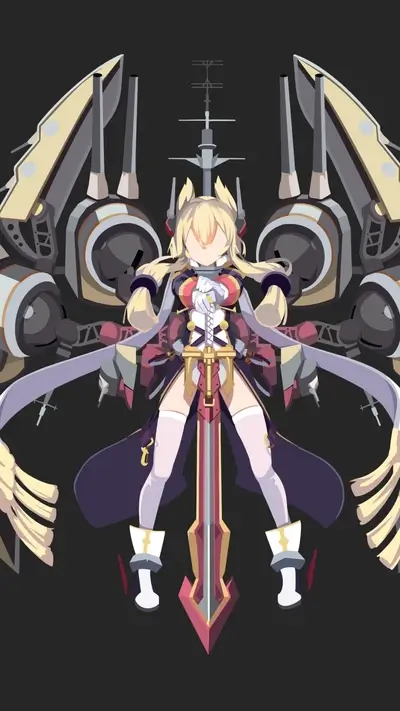 Girl in mech suit holding sword