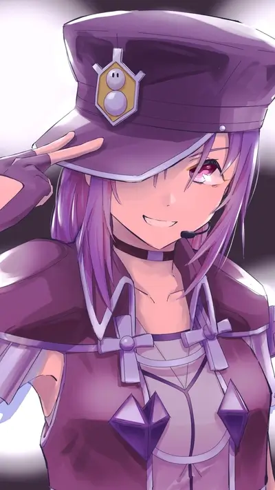Girl in purple uniform saluting