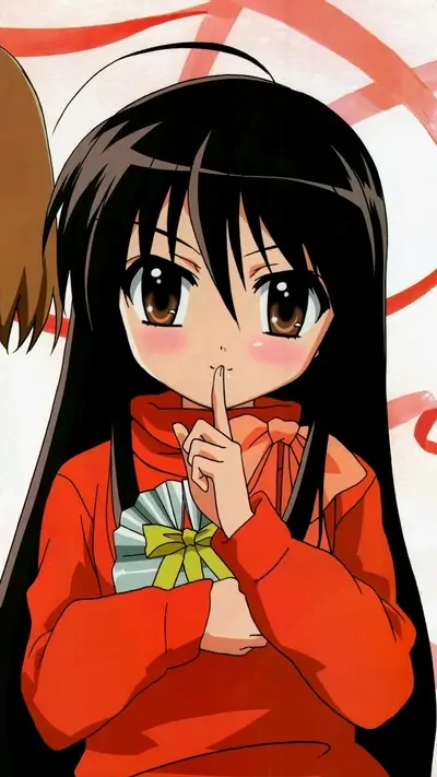 Girl in red sweater holding a gift, finger on lips