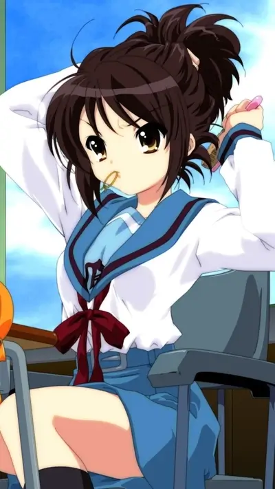 Girl in school uniform fixing her hair