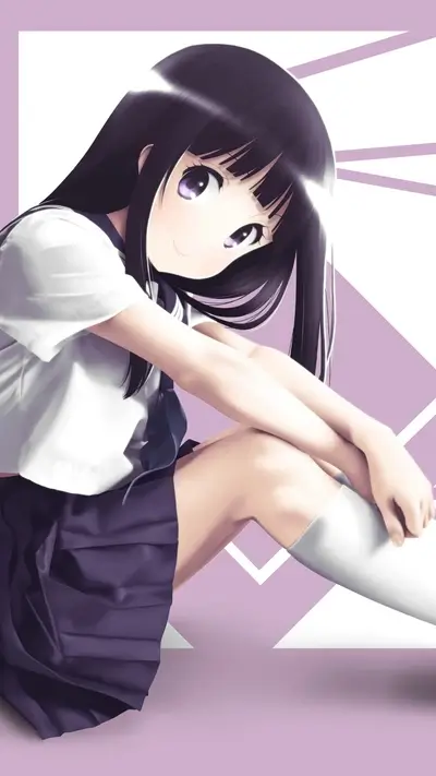 Girl in school uniform sitting