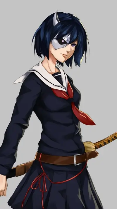 Girl in school uniform with a katana