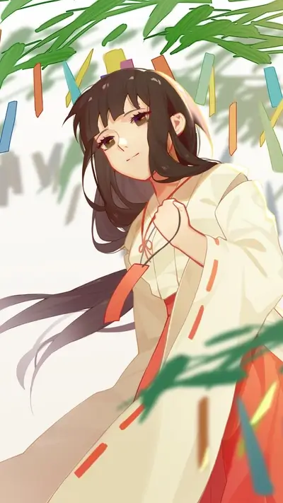 Girl in Shrine Maiden Outfit