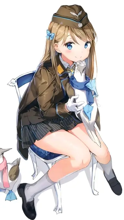 Girl in uniform holding a bird