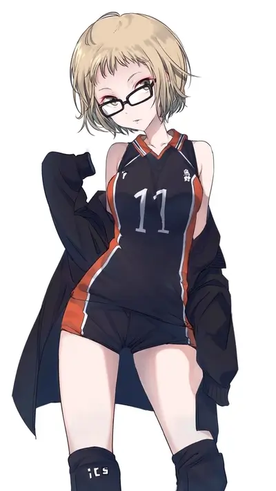 Girl in volleyball uniform and glasses