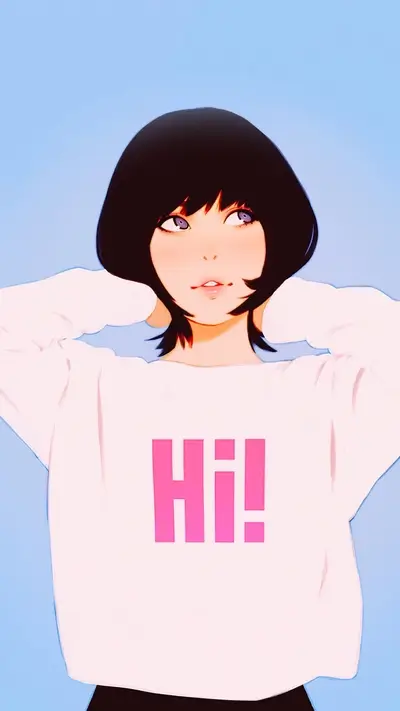 Girl in white sweatshirt looking up