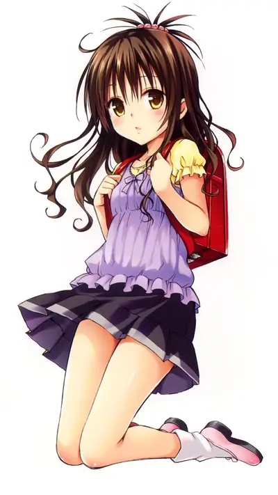 Girl kneeling with a backpack