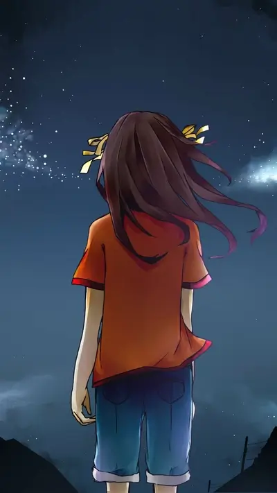 Girl looking at the night sky