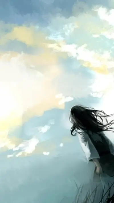 Girl looking up at the sky